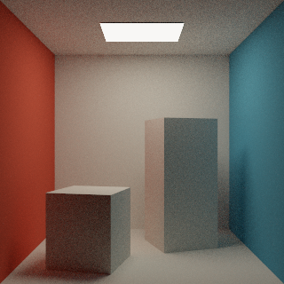 LUMEN Cornell scene, rendered on the CPU at 128 samples per pixel.